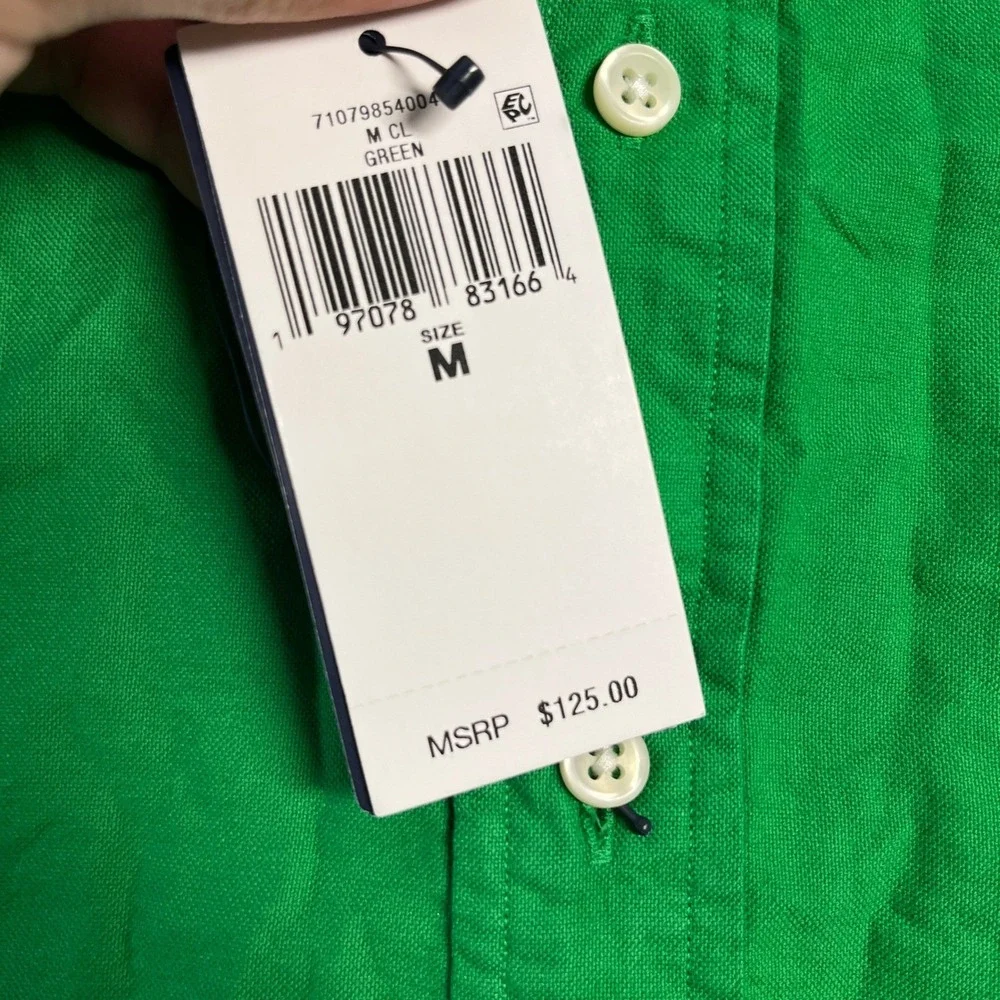 NWT Polo Ralph Lauren Mens Classic Fit Oxford Shirt Green Long Sleeve Medium